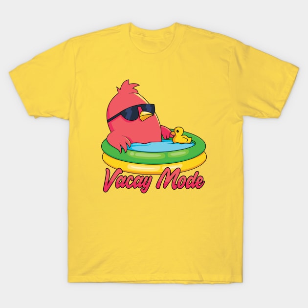 Vacay Mode Funny Bird Cartoon T-Shirt by Mandra